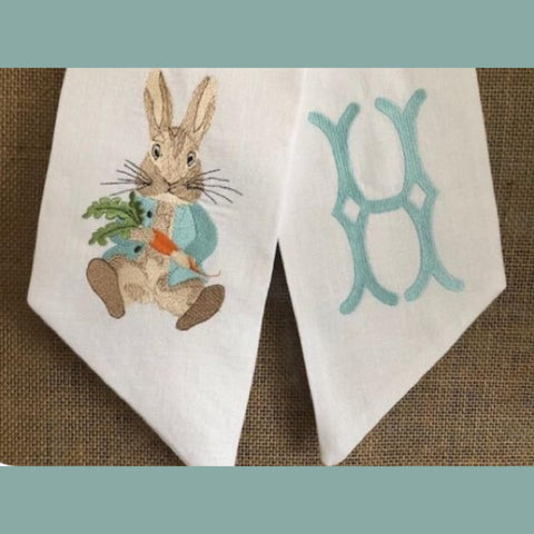 CUSTOM  EASTER WREATH SASH WHITE