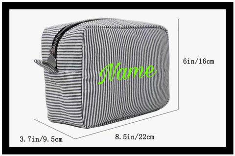 OCPT  BLK/WHITE CUSTOM SEERSUCKER COSMETIC BAG