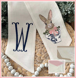 CUSTOM  EASTER WREATH SASH WHITE