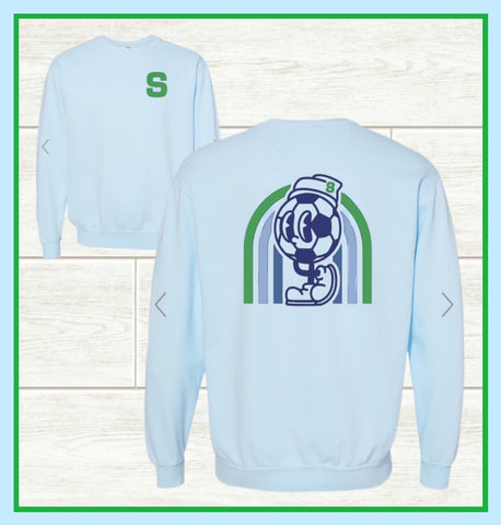 SOCCER SOUTH CREWNECK LIGHT BLUE OR WHITE