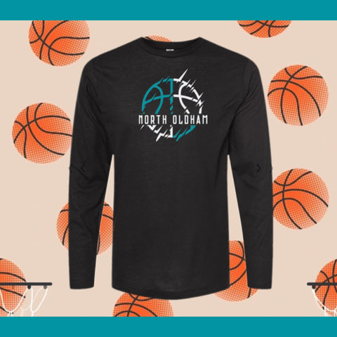 BASKETBALL NORTH YOUTH & ADULT LONG SLEEVE TEE BLACK