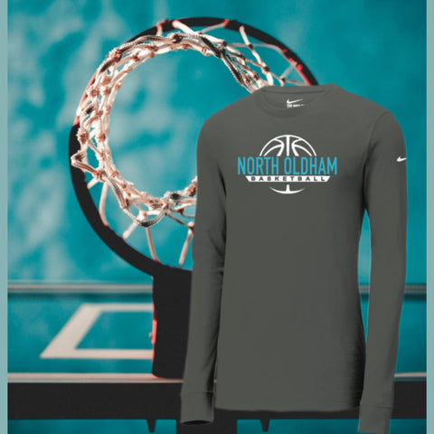 BASKETBALL NORTH L/S ADULT  T-SHIRT GREY, BLACK OR WHITE