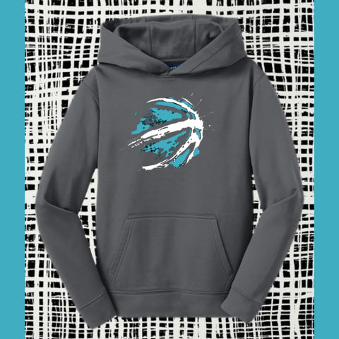 BASKETBALL NORTH HOODIE SPORT WICK GREY &  BLACK YOUTH/ADULT