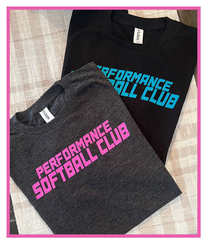 PC SOFTBALL TEE BLACK OR GREY
