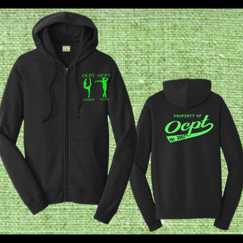 OCPT BLACK FULL ZIP HOODIE BOY OR GIRL