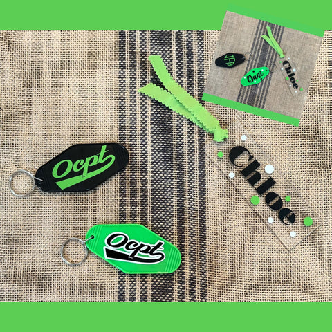 OCPT VINTAGE KEYCHAIN/ZIPPER PULL BLACK WHITE OR LIME