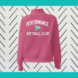 PC SOFTBALL MOCK NECK TEAL, BLACK & PINK
