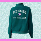 PC SOFTBALL MOCK NECK TEAL, BLACK & PINK