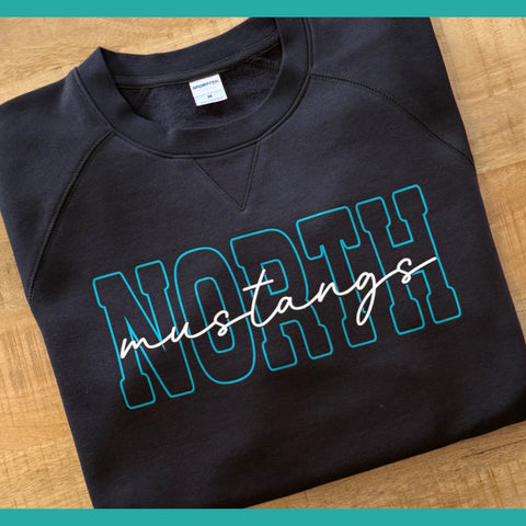 NORTH MUSTANG OR CUSTOM SPORT BLACK CREWNECK