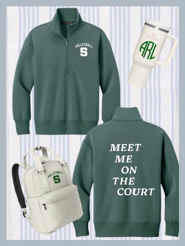 SOUTH VOLLEYBALL GREEN HALF ZIP LADIES FIT