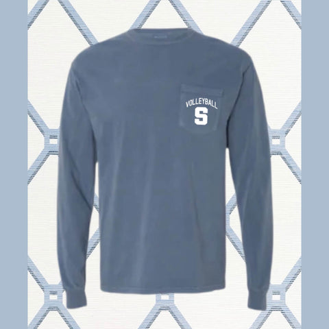 SOUTH VOLLEYBALL LS/ POCKET TEE DENIM SALE ITEM 1 M LEFT!